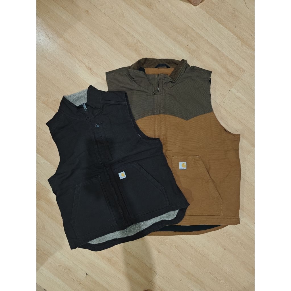 Vest Grare B Reject Carhartt Sherpa Duck Kanvas Tebal Hangat Original Baju rompi Carhartt Dewasa