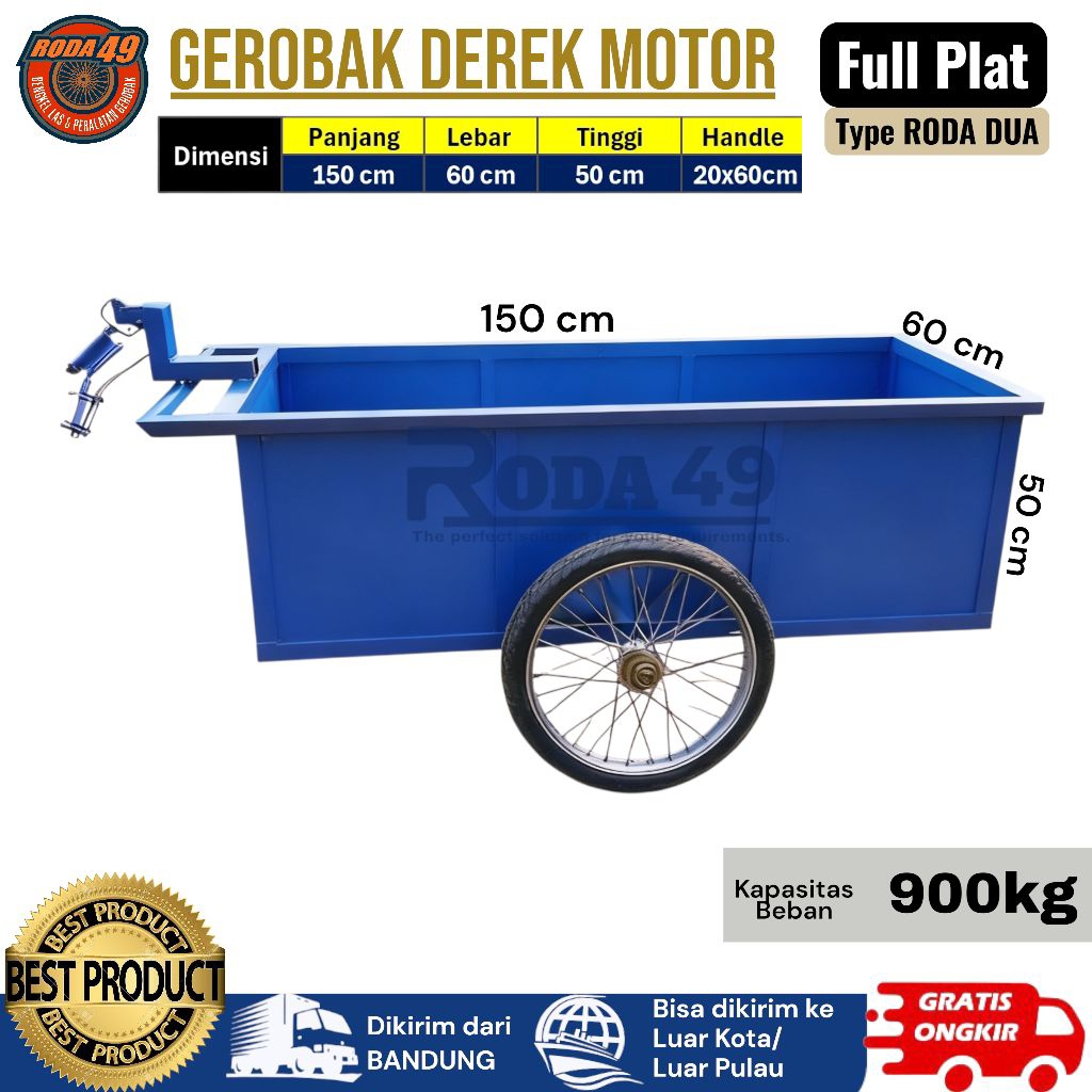 CRANE BARROW / Gerobak tarik motor / gerobak full plat besi