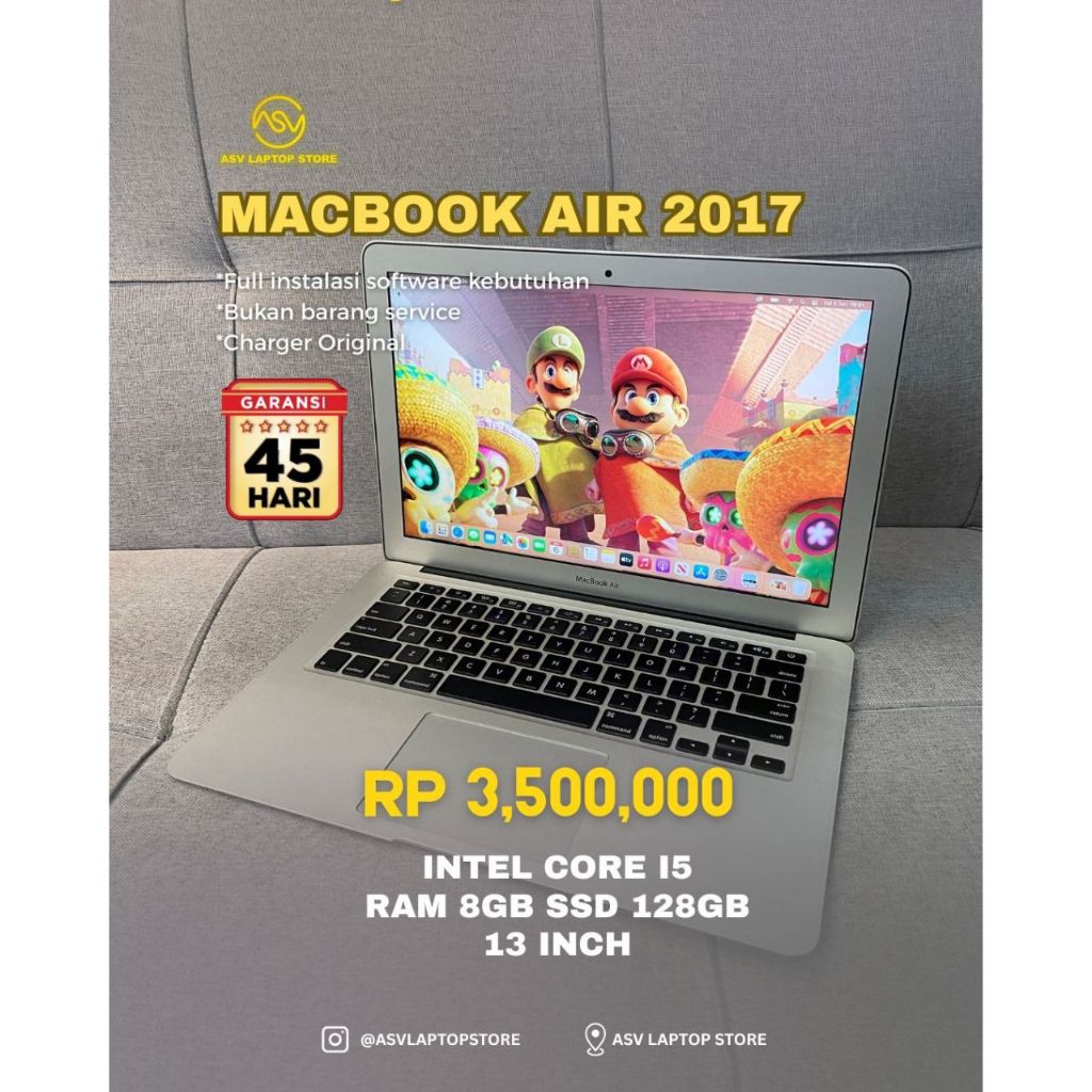 MACBOOK AIR 2017 13 INCH CORE I5 RAM 8GB SSD 128 LAPTOP APPLE MURAH ORIGINAL