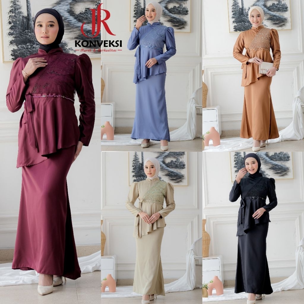 Lataverna Dress Kondangan Satin Mix Brokat Payet Mutiara - Gamis Pesta Formal Birdesmaid - Dress Max