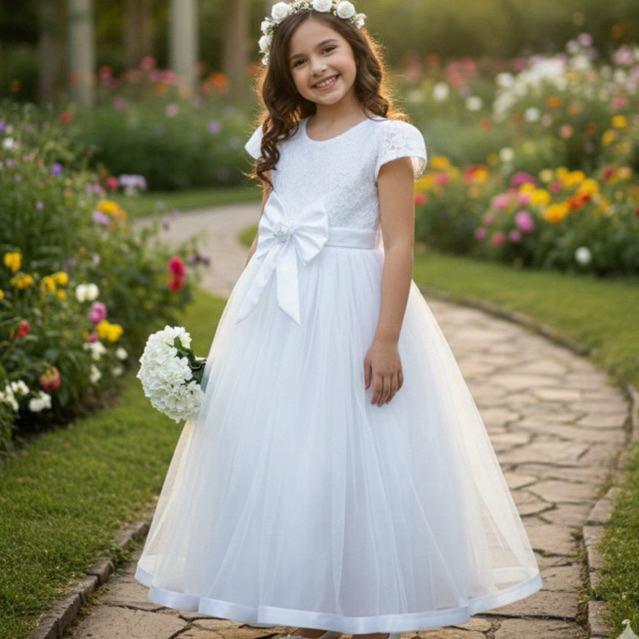 Gaun pesta anak perempuan putih /Dress pesta anak Lissa Fashion 2-9 tahun