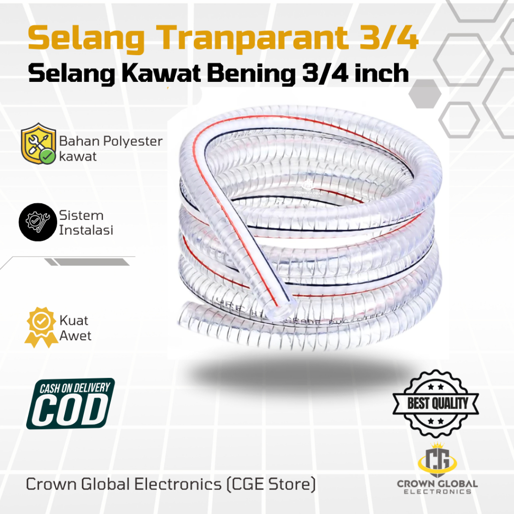 CGE STORE - Selang Transparant Kawat 3/4 Pom bensin Manual, Pom Migor