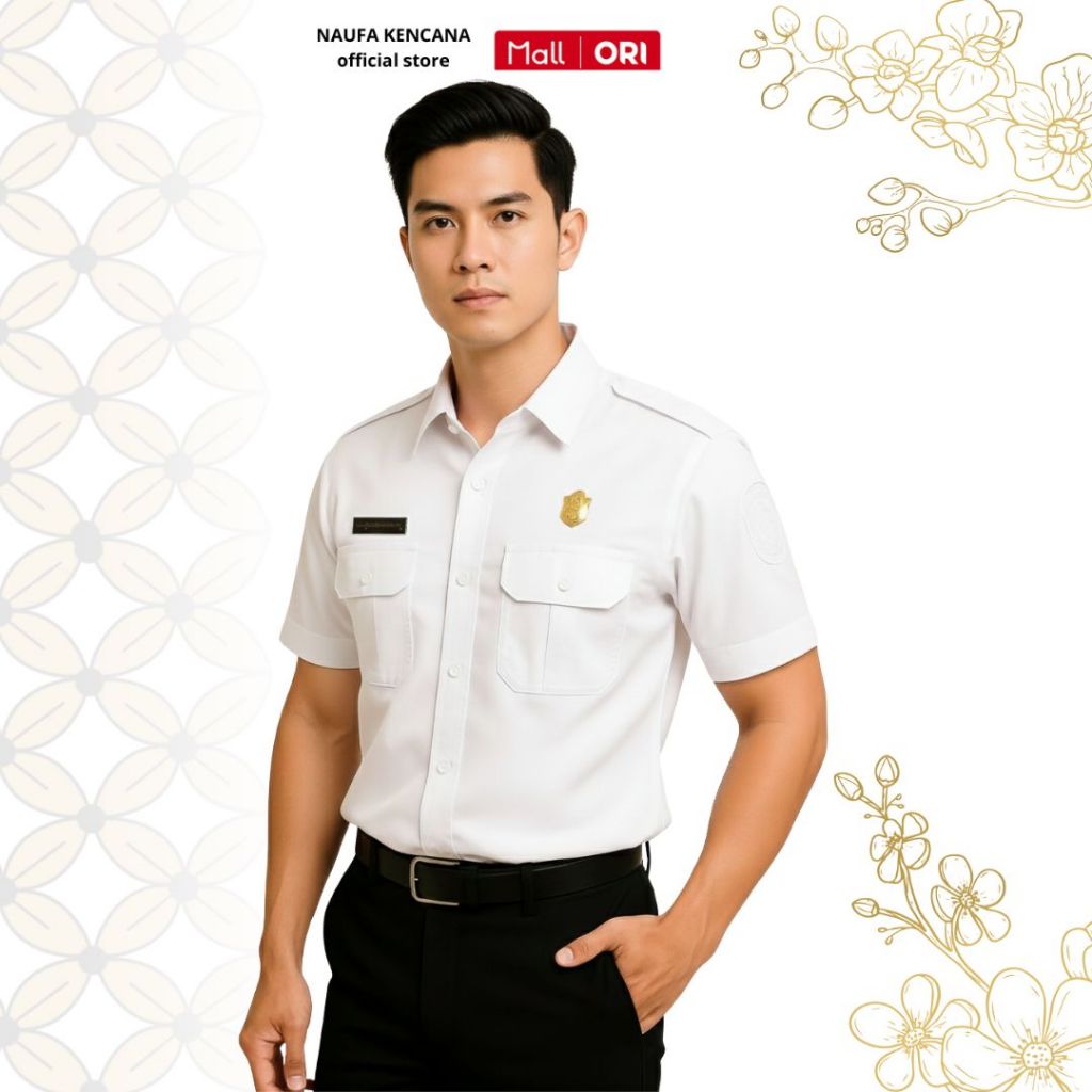 Baju Kemeja Seragam Dinas Pdh Pns Pria Warna Putih Lengan Pendek Warna Putih Ready Ukuran Standar Ju
