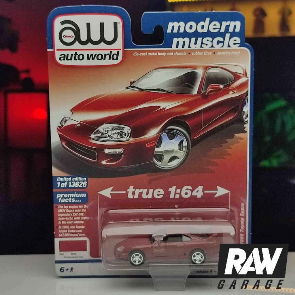 Diecast Fuji 1:64 Toyota Supra A80Z MK4 Bomex V1 Auto World 1:64 Red White Merah Putih