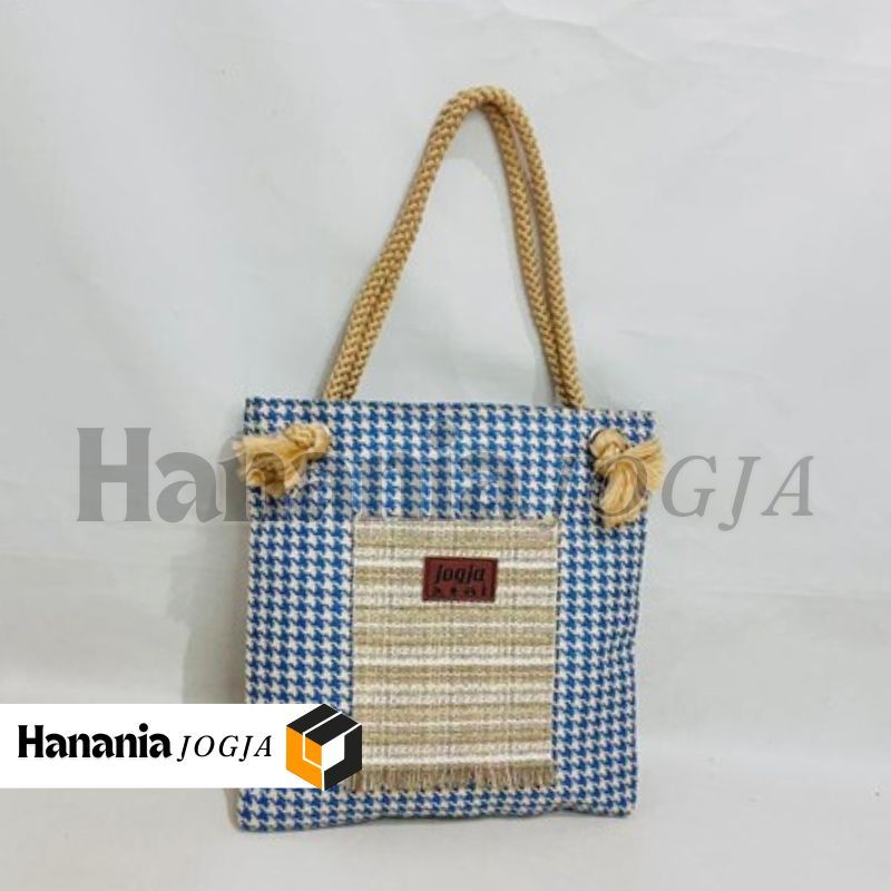 Grosir Tas handbag tenun termurah jogja cocok buat souvenir tas mukena bahan kain goni 30x9x25 cm