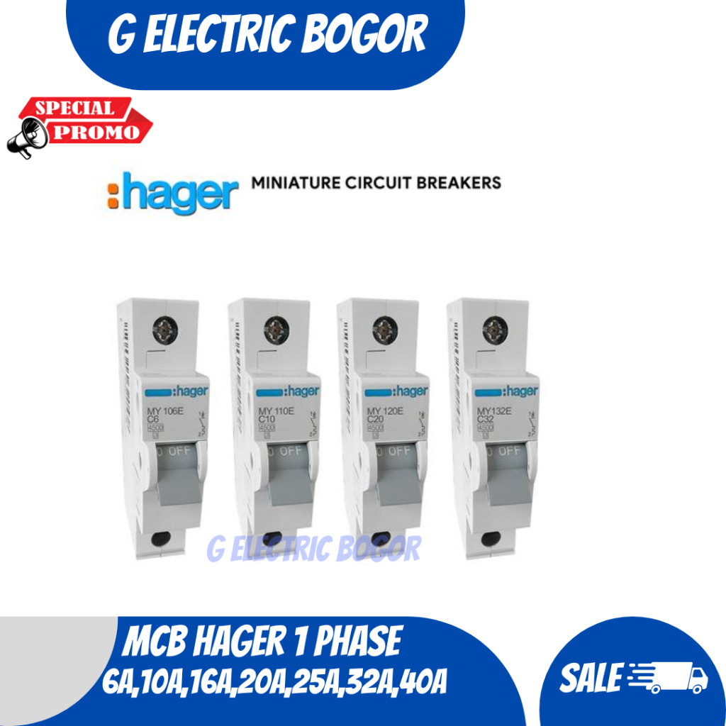 MCB Hager 6a 10a 16a 20a 35a 32a 40a - MCB Hager 1 Phase