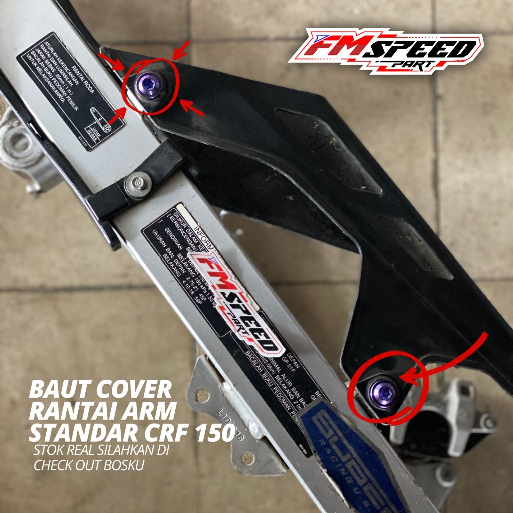 2 Pcs Baut Titanium Cover Penutup Rantai di Arm Standar CRF 150 L, Baut Titan Blue Purple Pelindung 