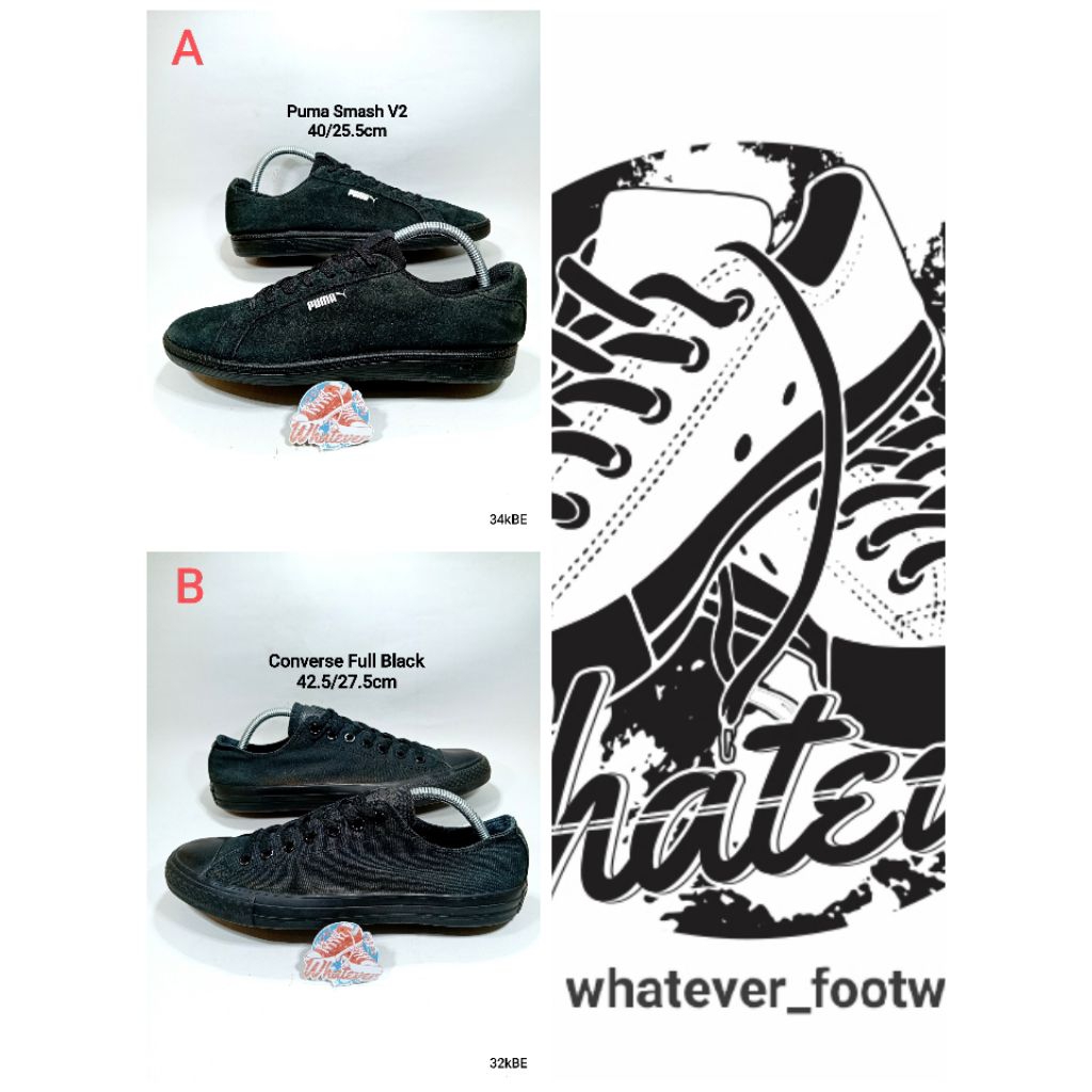 Sepatu second casual full black