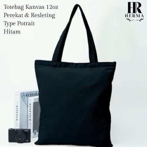 HERMA TAS KANVAS 12oz POLOS HITAM & PUTIH TERMURAH