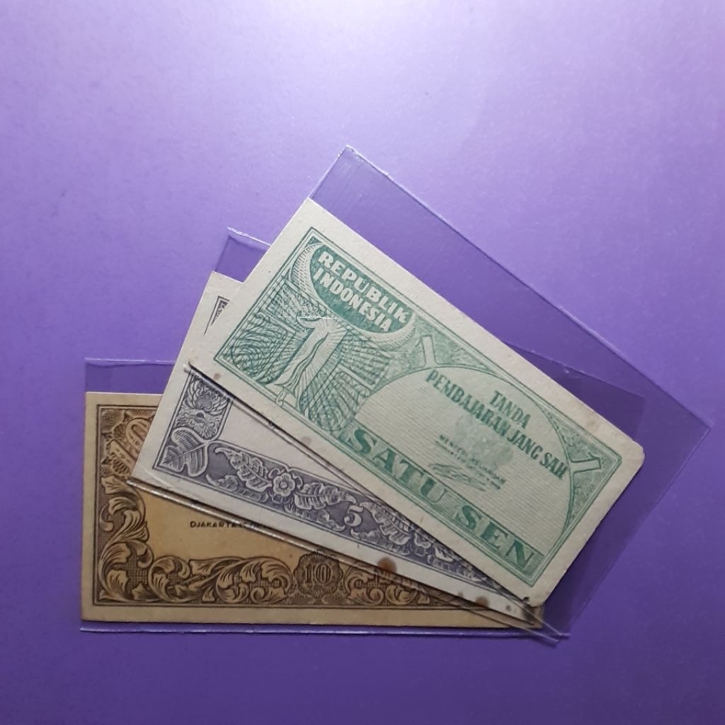 uang kuno  set sen ori tahun 1945