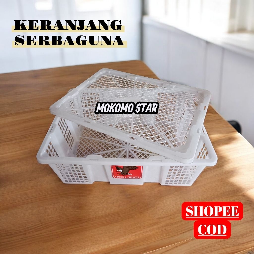 KERANJANG BUAH +TUTUP SERBAGUNA( bekas keranjang kelengkeng)
