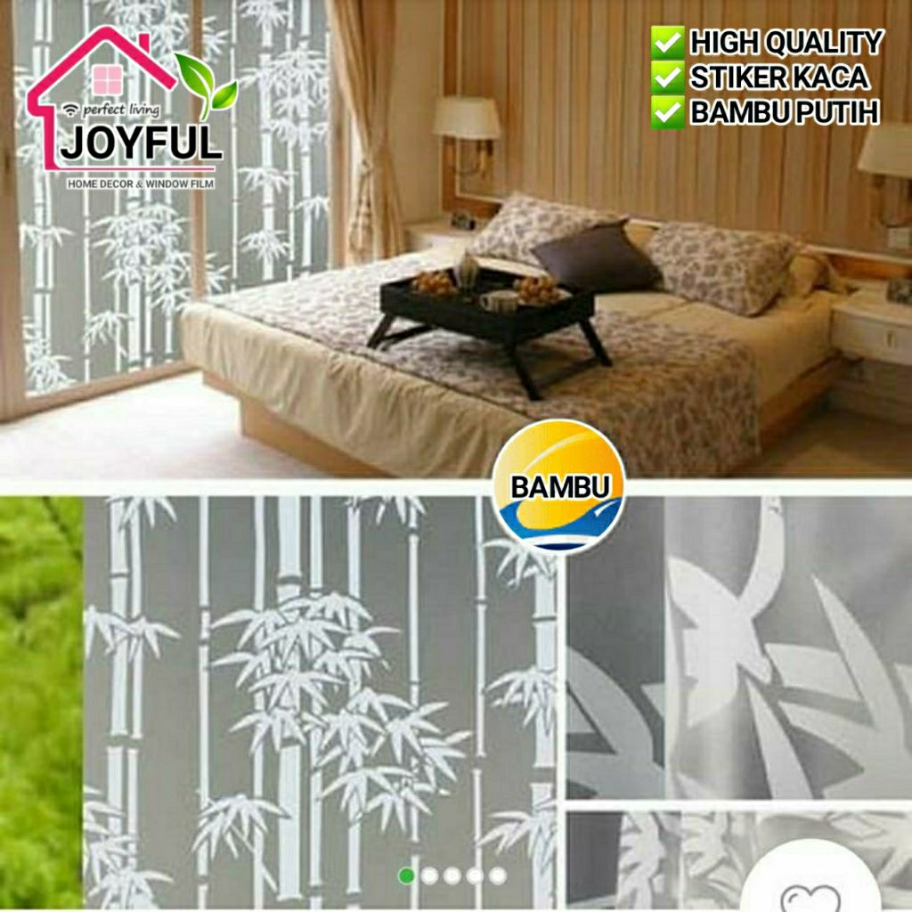 Stiker Kaca Jendela Rumah Motif Bambu Sandblast Kaca