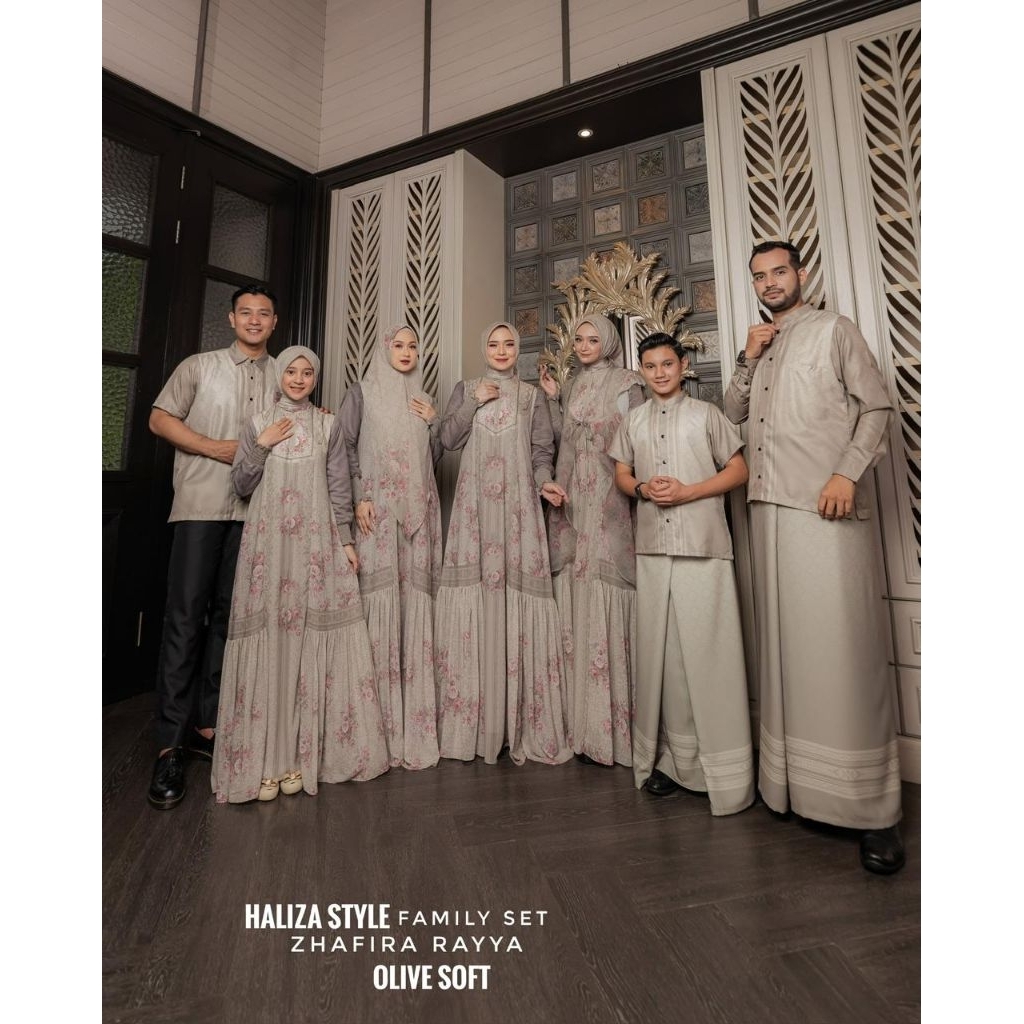 ZHAFIRA OLIVE SOFT SARIMBIT FAMILY COUPLE KELUARGA GAMIS SCARF KHIMAR DAILY DRESS BY HALIZA SYARI