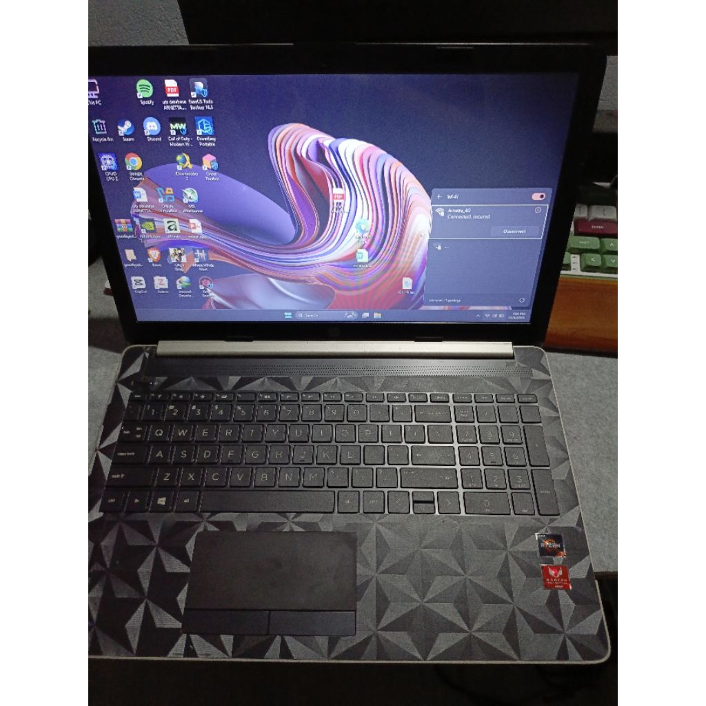 laptop HP 15 DB ryzen 3 2200u ram 4gb ssd 128gb