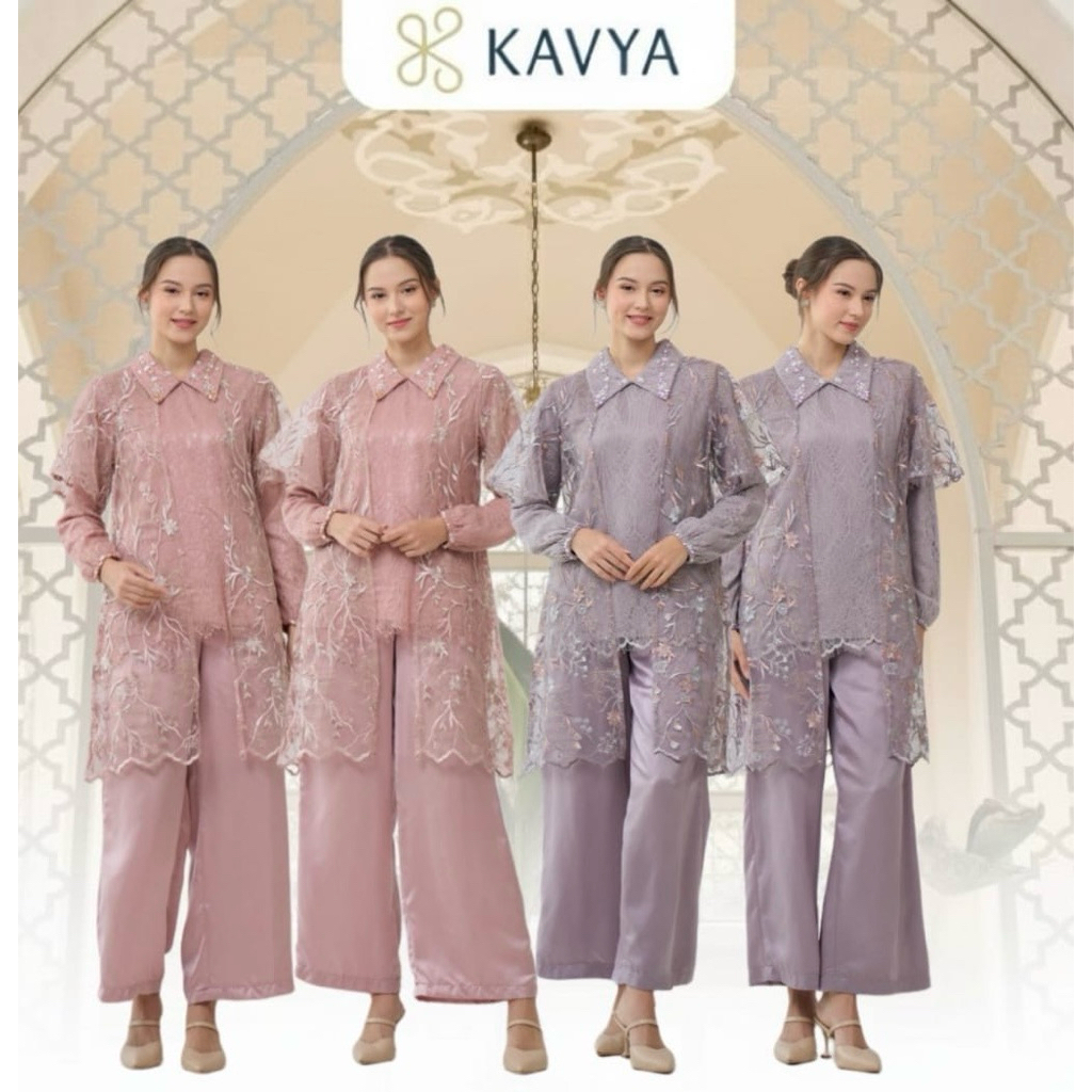 Anija set WAP B 015 One set outer tille bordir Brukat chantilly celana kulot