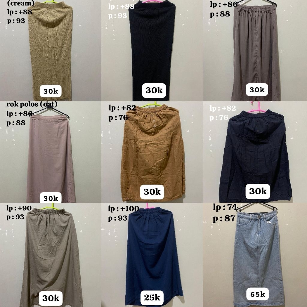 PL BAWAHAN (ADA ROK JEANS, ROK KATUN, ROK SPAN RAJUT, ROK PLISKET BELUDRU DLL)