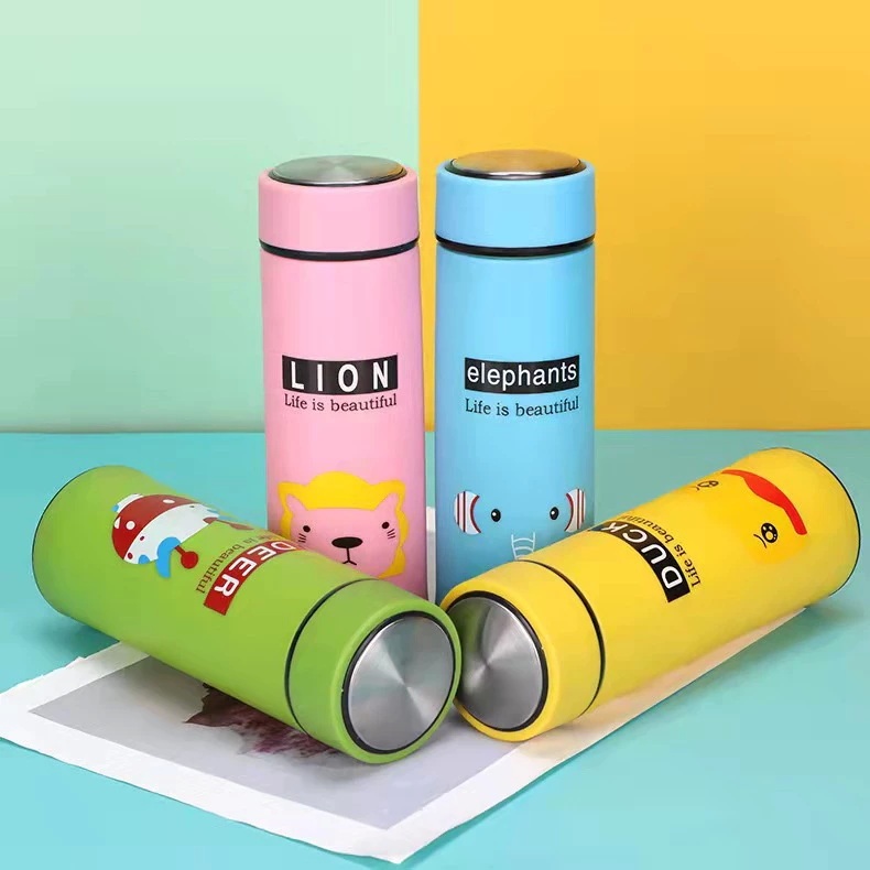 BOTOL MINUM TUMBLER KACA MOTIF ANIMAL & KAKTUS 400ML