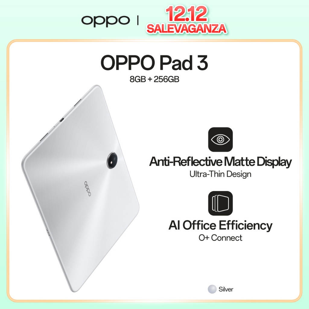 OPPO Pad 3 8GB/256GB Anti-Reflective Matte Display Edition [Ultra Thin Design, AI Office Efficiency,