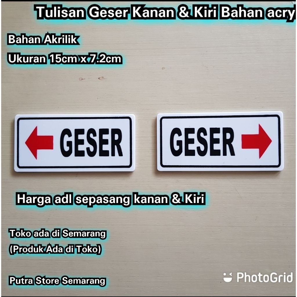 bahan akrilik Tulisan geser kanan dan kiri sepasang Bahan akrilik tulisan geser di pintu
