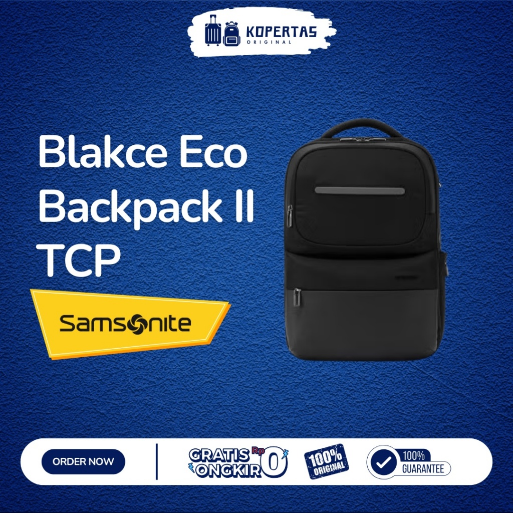 Samsonite Blakce Eco Tas Ransel Hitam - Pria Wanita
