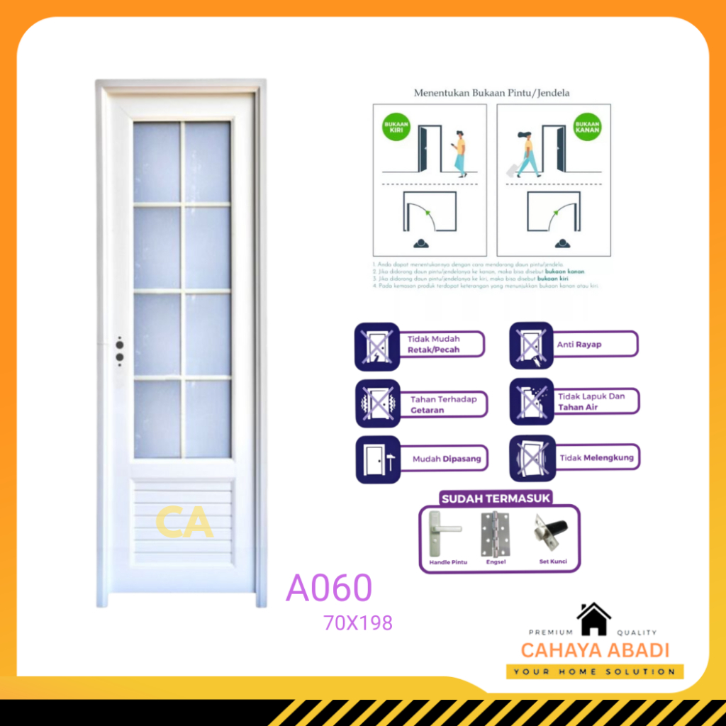 PINTU UPVC 70X198CM EDEN A060 PUTIH