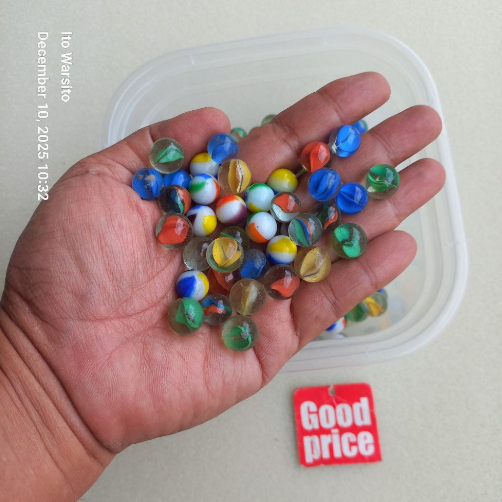 Kelereng jadul kecil belimbing campur, set isi 10 butir