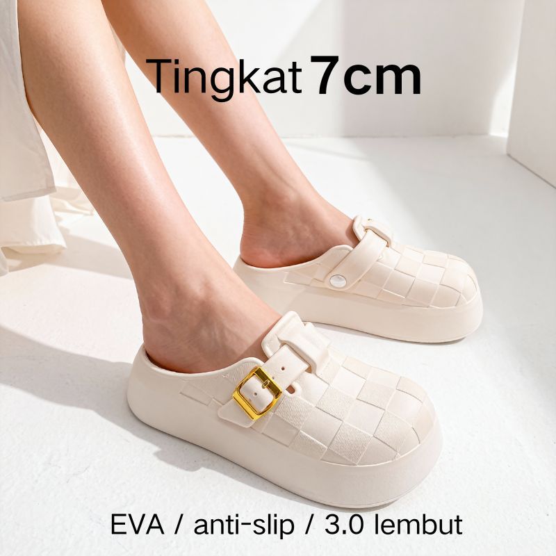BU wanita lembut rumah sandal korea gaya vintage anti-slip anti-bau EVA sandal