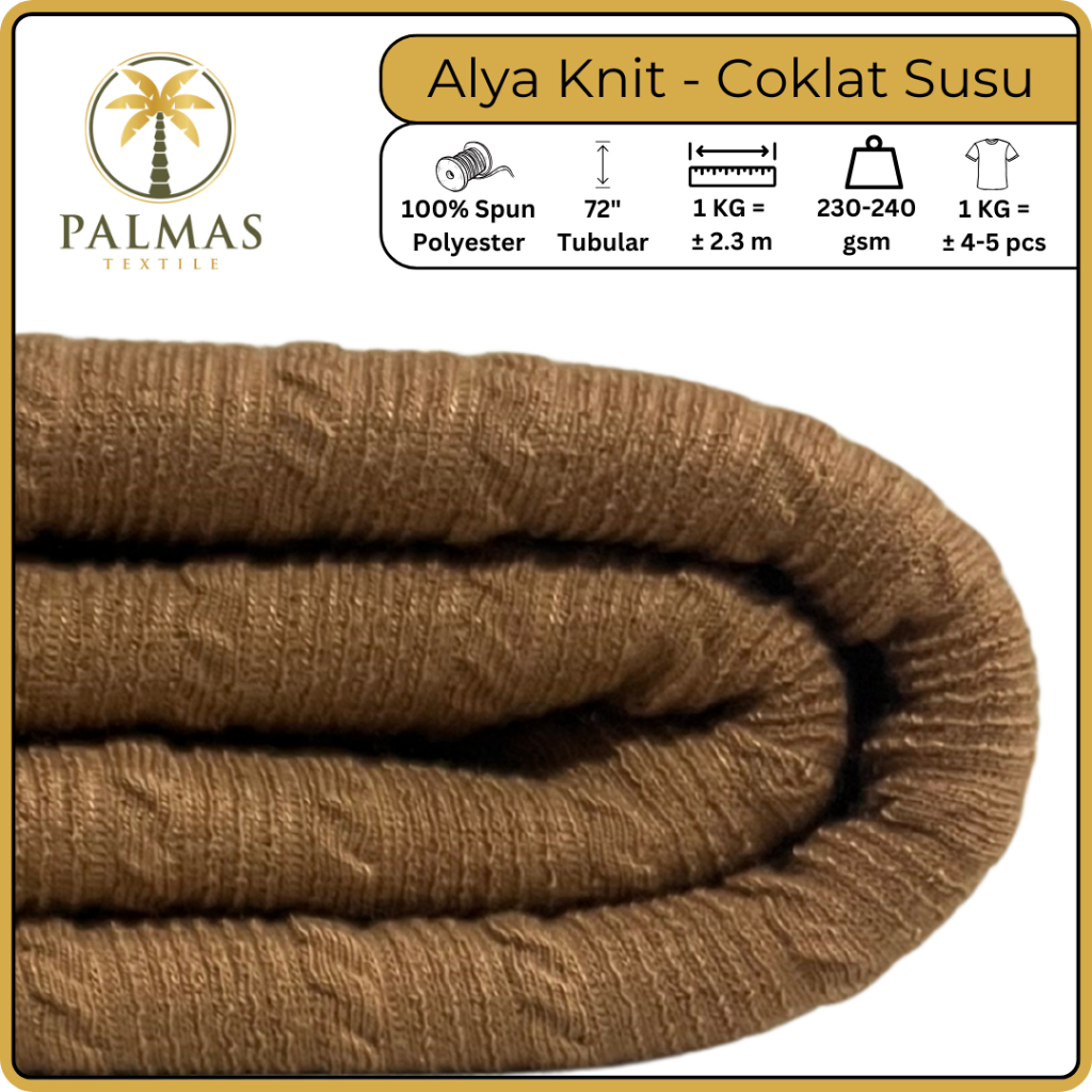 Kain Alya Knit - Coklat Susu (Bahan Kaos)
