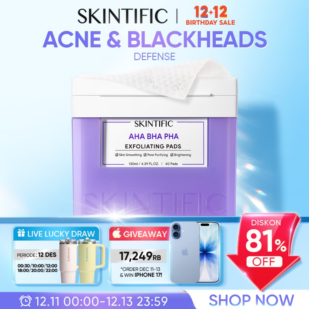 [NEW]SKINTIFIC Clear Acne Blackheads EXFOLIATING Toner  PADS | Exfoliasi Wajah Peeling Solution Skin