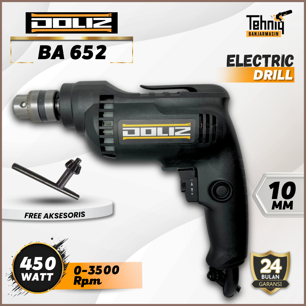 DOLIZ BA652 Bor Listrik 10 Mm DOLIZ BA 652 Drill 10mm BA652 Variable Speed 2 Arah