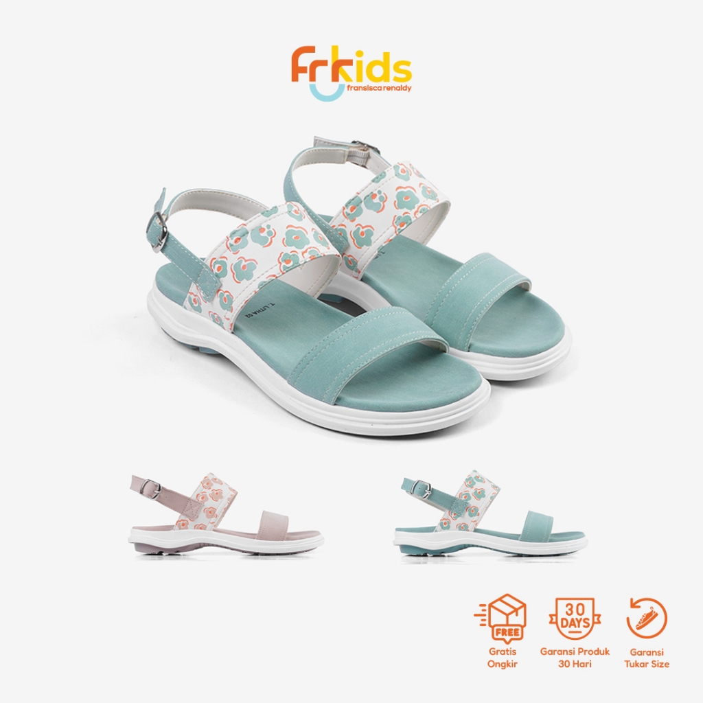 FR KIDS - Sepatu Sandal Anak Perempuan Motif Bunga dengan Tali Belakang T.Litha 02