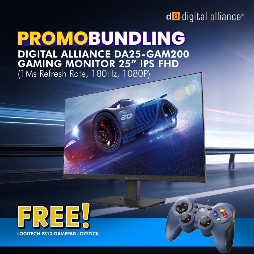 [PROMO BUNDLE LOGITECH F310 GAMEPAD JOYSTICK WIRED] DIGITAL ALLIANCE GAMING MONITOR 25 INCH IPS FHD 