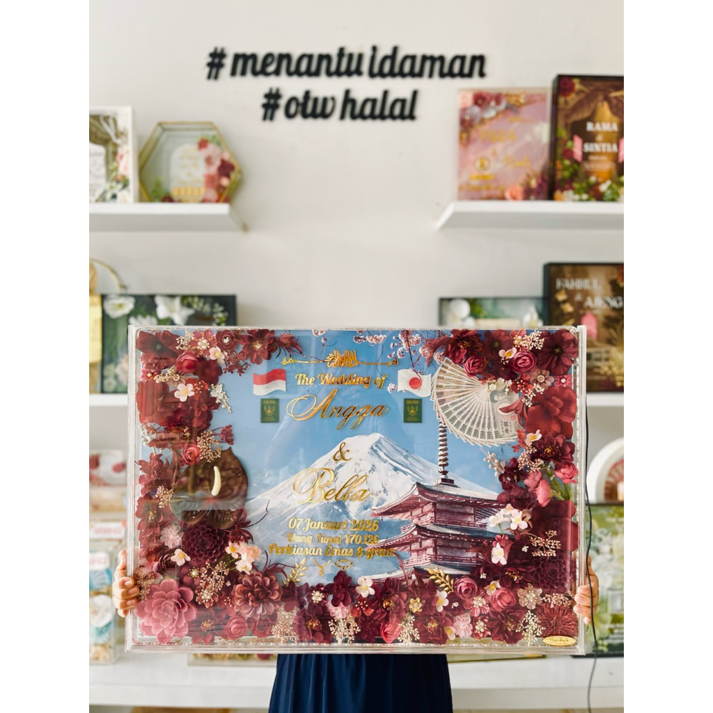 Mahar Tema jepang Mahar akrilik background Full bunga