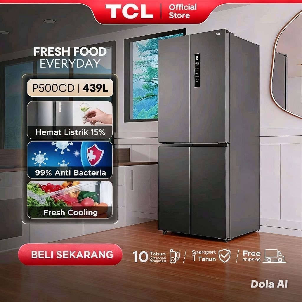 TCL Lemari Es/Kulkas 4 Pintu P500CD 439 Liter