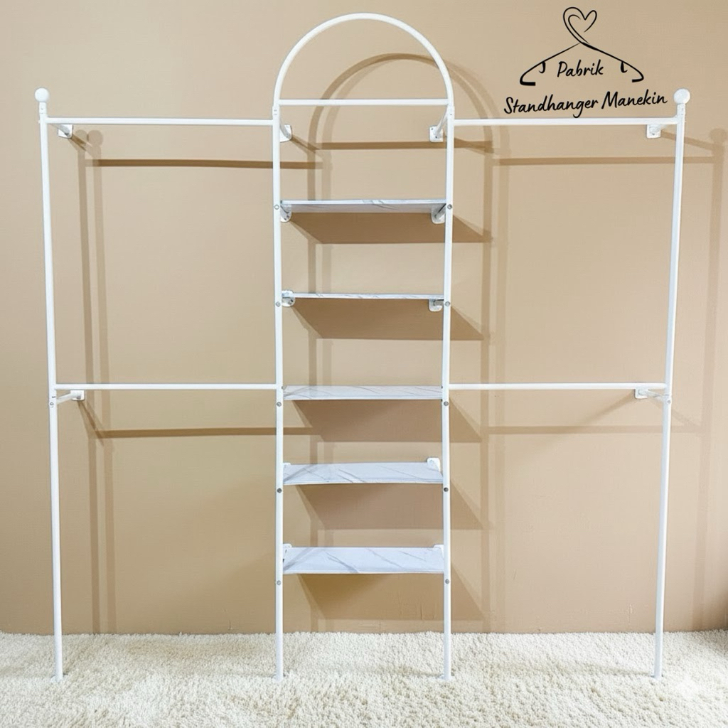 Gantungan Dinding Besi 2 Susun Serbaguna Murah 200 x 260 | StandHanger Busur Dinding Ambalan Multifu