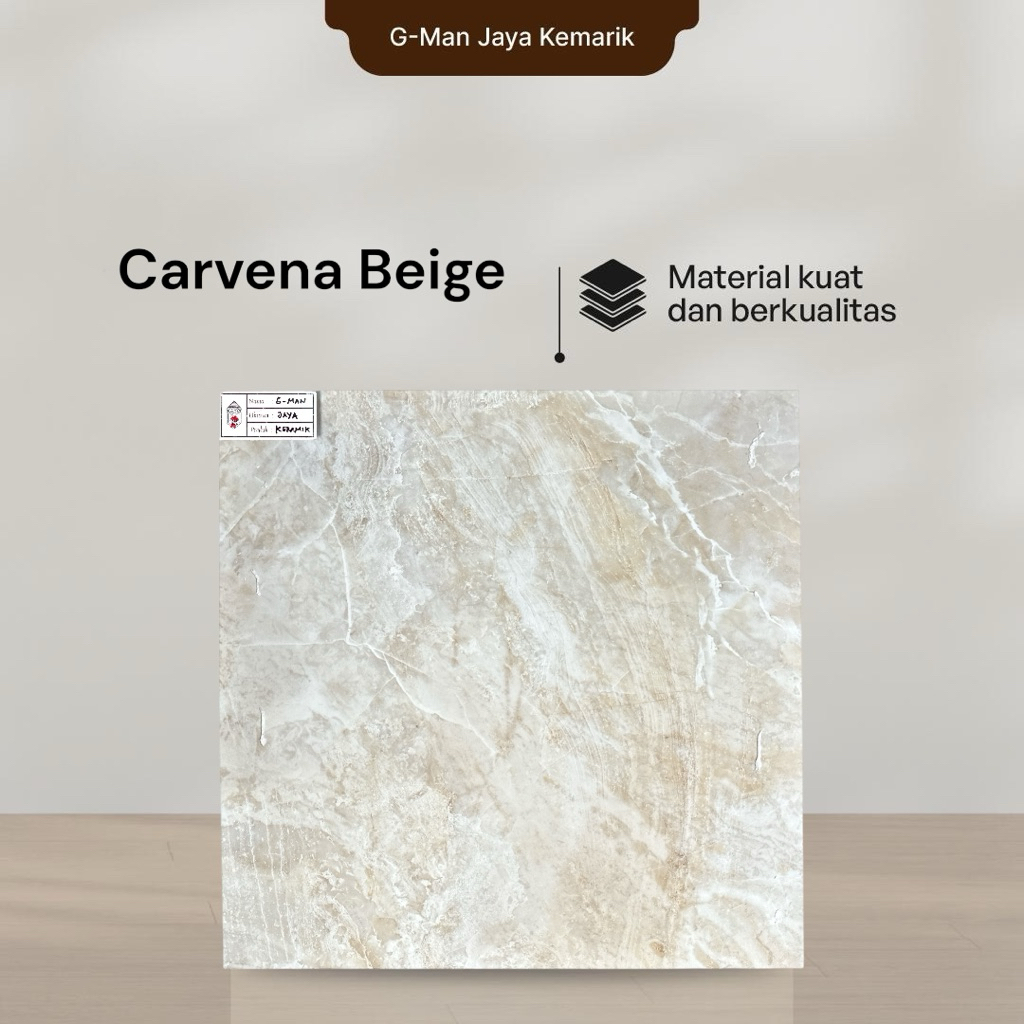 Granit Lantai 60x60 Carvena Beige Keramik Mulia Ceramic Glossy Grade A Isi 4 pcs ( 1,44 )