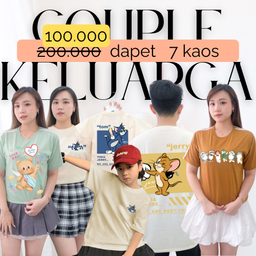 CAROTYLES Paket Kaos Katun Combed 30s Wanita Pria Murah Katun Combed 30s