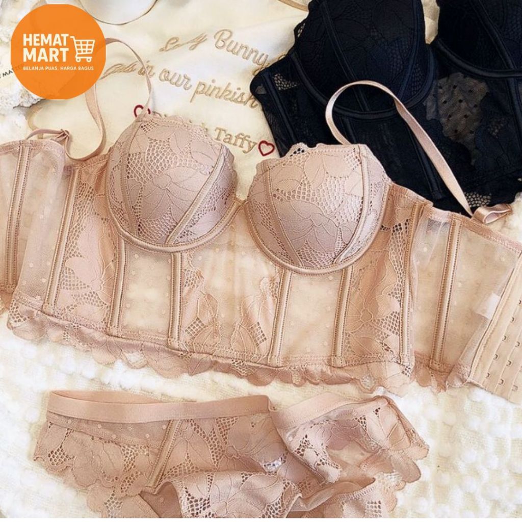 HematMart PREMIUM SET Lingerie Korset Tanktop Bustier S-XL Bralette Lace Korea Bra BH Push Up Dan Ce