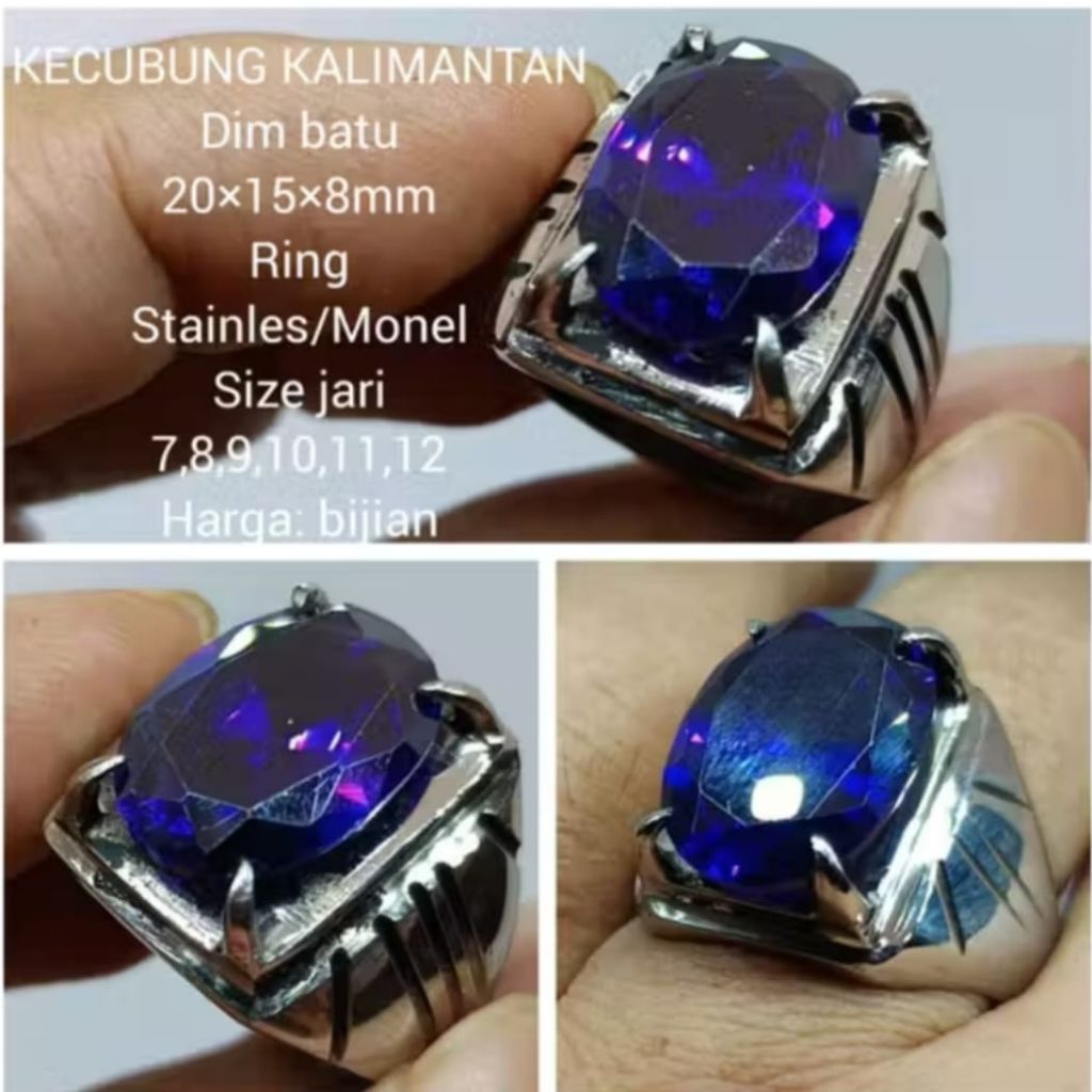 Cincin Stainless Batu Kecubung Ungu Kalimantan Jumbo