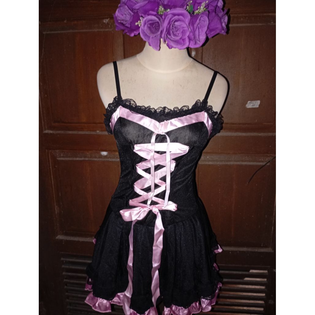 black pink sexy mini dress