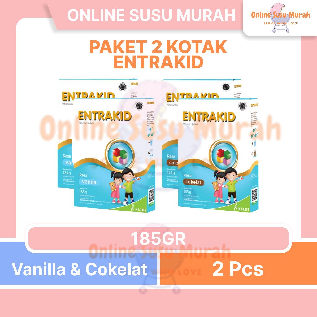 ENTRAKID VANILA COKLAT PAKET 2 KOTAK 185GR SUSU ANAK 185 GR TINGGI KALORI SSKD
