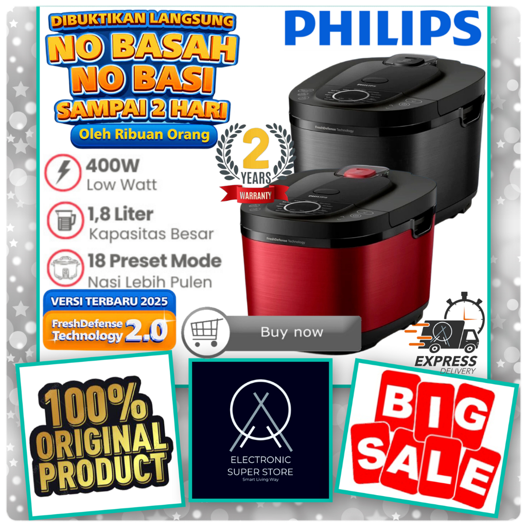 RICE COOKER PHILIPS HD4812 HD4812 HD-4812 1.8L DIGITAL RICE COOKER 18 MENU LOW WATT RICE COOKER PHIL