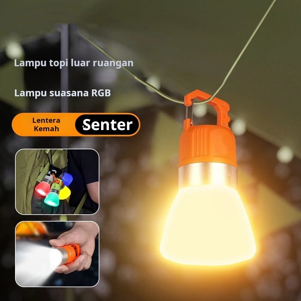 Lampu tutup botol multifungsi luar ruangan, lampu ambient RGB, lampu berkemah, senter, lampu botol a