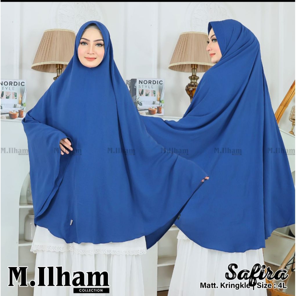 KHIMAR SAFIRA 4L SYAR'I BERPED ORIGINAL M.ILHAM MATT KRINKLE SYARI JUMBO