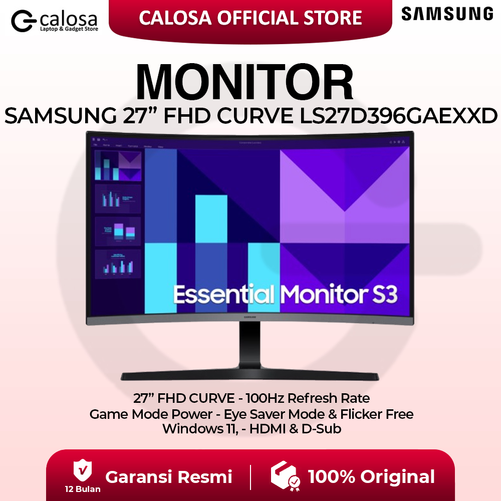 Monitor Essential Samsung S3 S39GD 27 inch FHD Curve 1800R 100Hz (LS27D396GAEXXD)