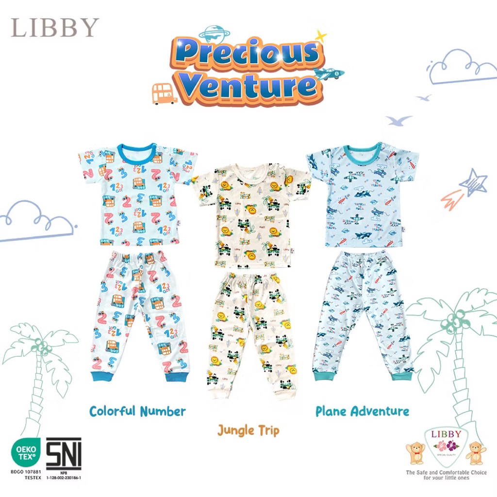 3Pcs Setelan Libby Baby CPR / Libby baby atasan pendek celana panjang / Setelan Motif karakter