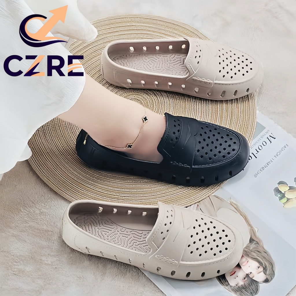 CZRE  Sepatu Wanita Jelly Selop Flatshoes Kerja Wanita Sepatu Wedges Ringan Terbaru 2025 Sandal Baim