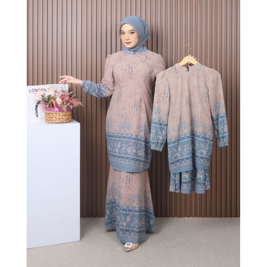 FAMYS - SETELAN ROK DUYUNG MELAYU CERUTY MOTIF PREMIUM NAMIYA SET KURUNG MALAY WANITA ANAK KIDS 0197