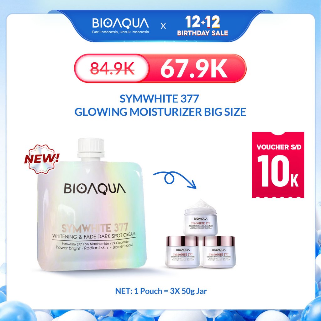 BIOAQUA Moisturizer SymWhite 377 Whitening & Fade Dark Spot Cream BIG SIZE 150g Day Pemutih Wajah Cr