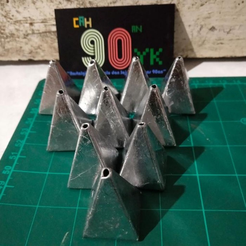 TIMBEL PANCING 100GR 10PCS PIRAMID Timah Segitiga Pemberat Mancing 1kg isi 10biji MURAH